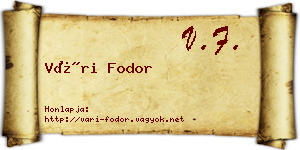 Vári Fodor névjegykártya
